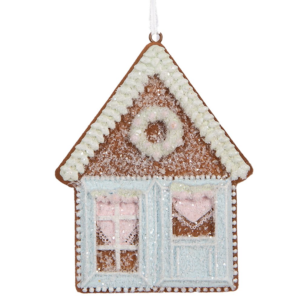 Kersthanger Gingerbread house 8x1x10 cm Blauw Kunststof