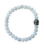 Dames armband Maansteen 6 mm met Boeddha kraal