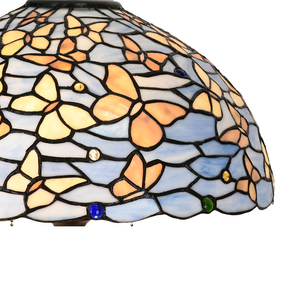 Tiffany Tafellamp Ø 40x60 cm Blauw Glas Vlinders Tiffany Bureaulamp