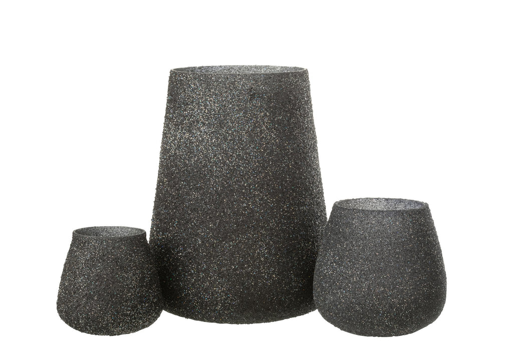 J-Line lantaarn Glitter - glas - per paar - groot
