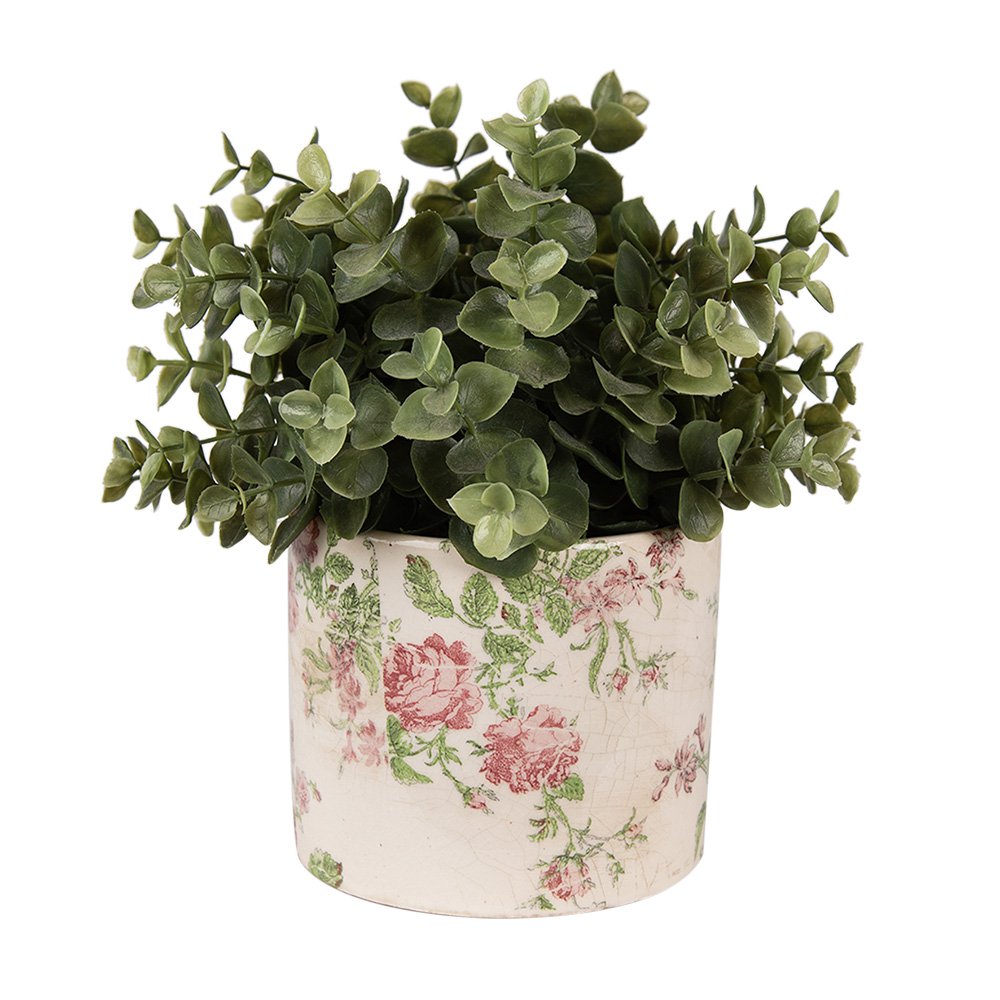 Bloempot Ø 12x10 cm Beige Roze Keramiek Bloemen Bloempot Binnen