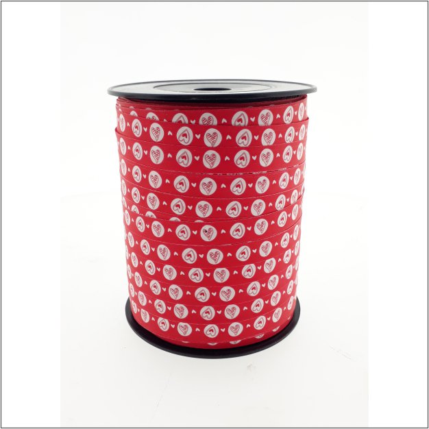 Krullint - Hart design – rood – 10mm x 250 meter