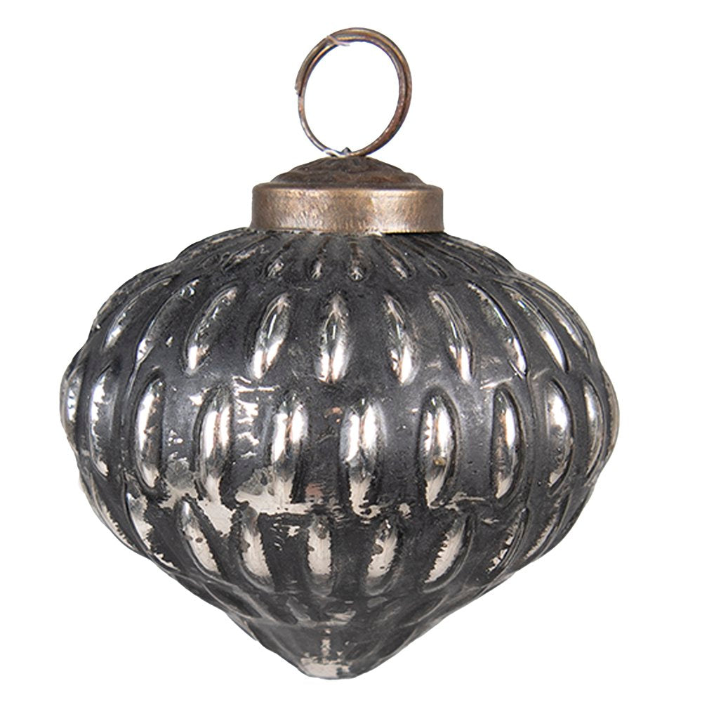 Kerstbal Ø 7 cm Zwart Zilverkleurig Glas Kerstdecoratie