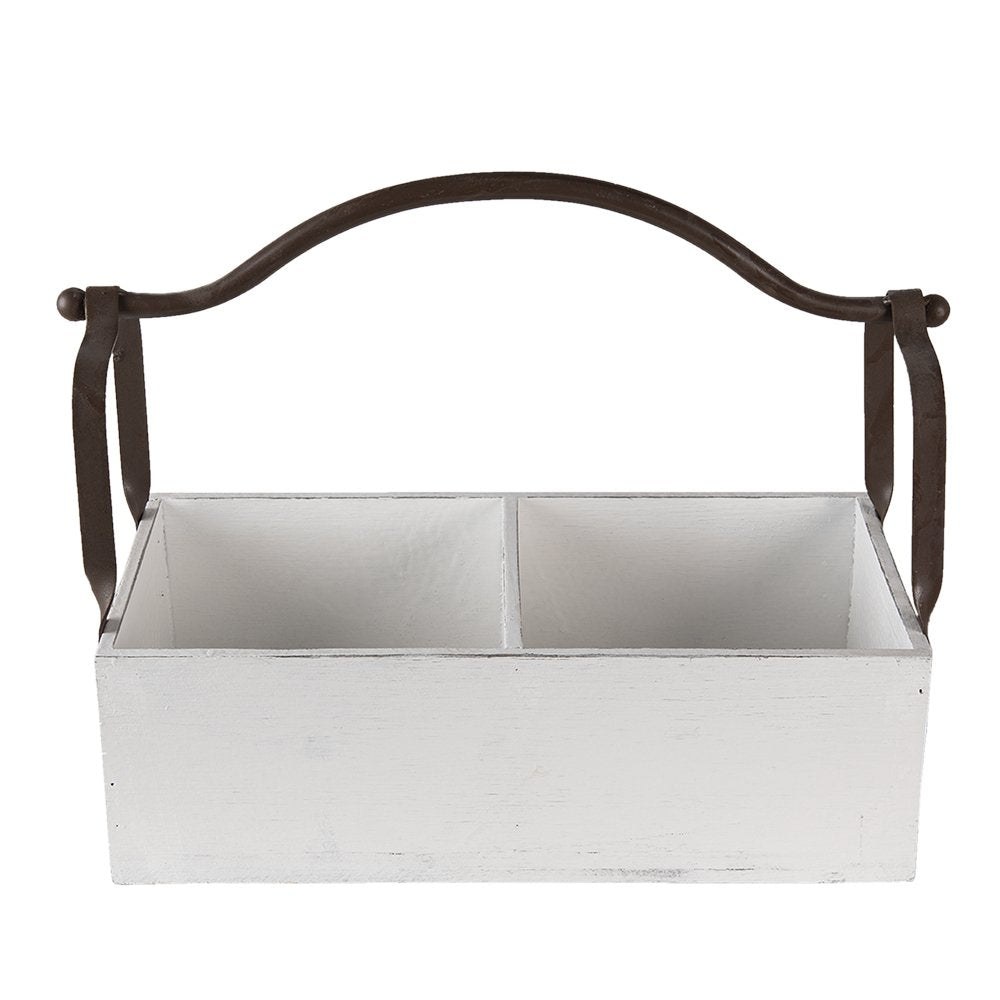 Mand 41x19x29 cm Wit Hout Bakje