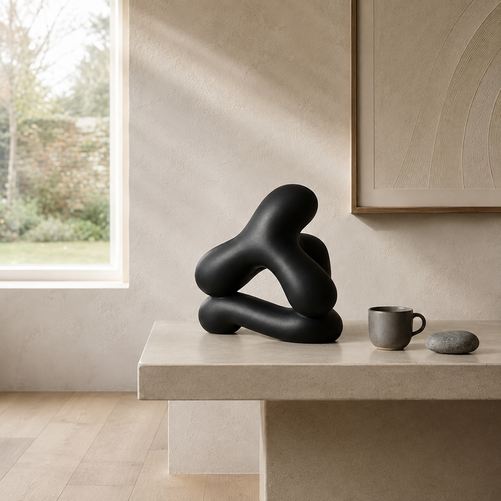 Abstract aluminium tafelbeeld – zwart