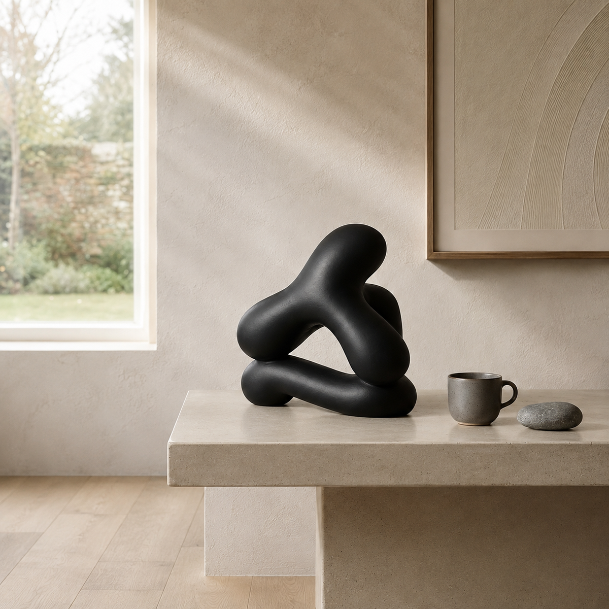 Abstract aluminium tafelbeeld – zwart