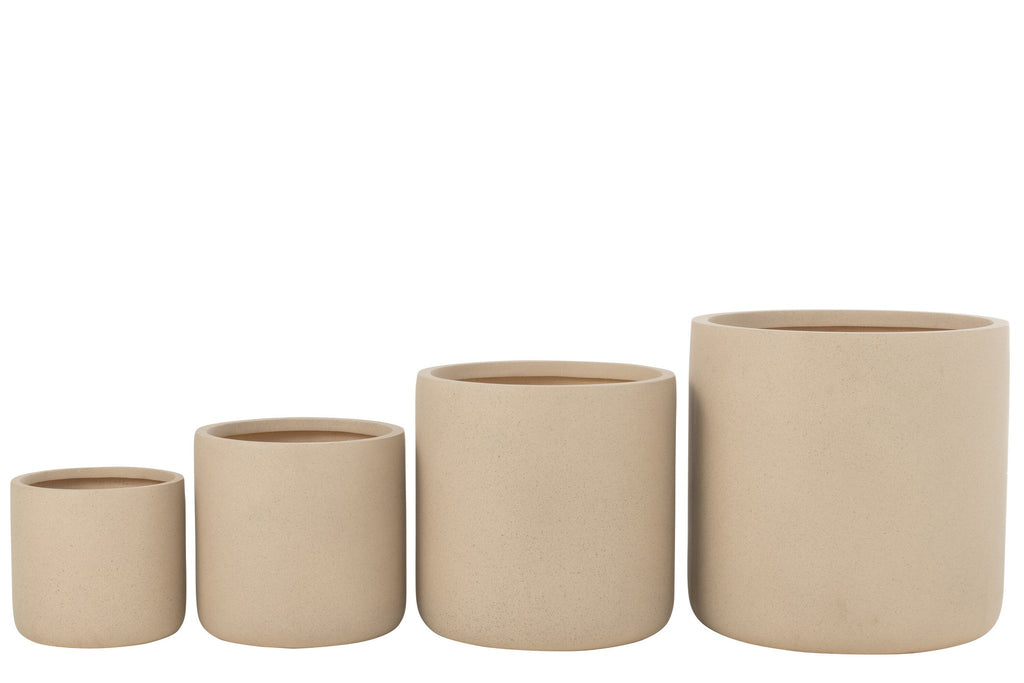 J-Line bloempot Dune - keramiek - wit - set van 4