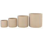 J-Line bloempot Dune - keramiek - wit - set van 4