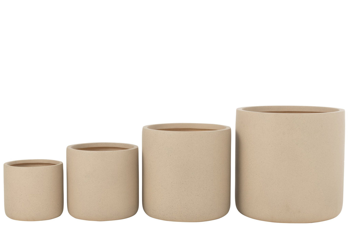 J-Line bloempot Dune - keramiek - wit - set van 4