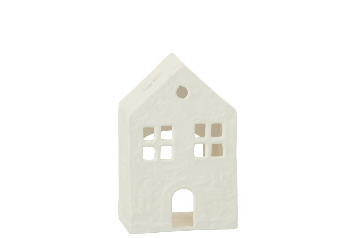 J-Line kaarshouder - theelichthouder Huis - aluminium - wit