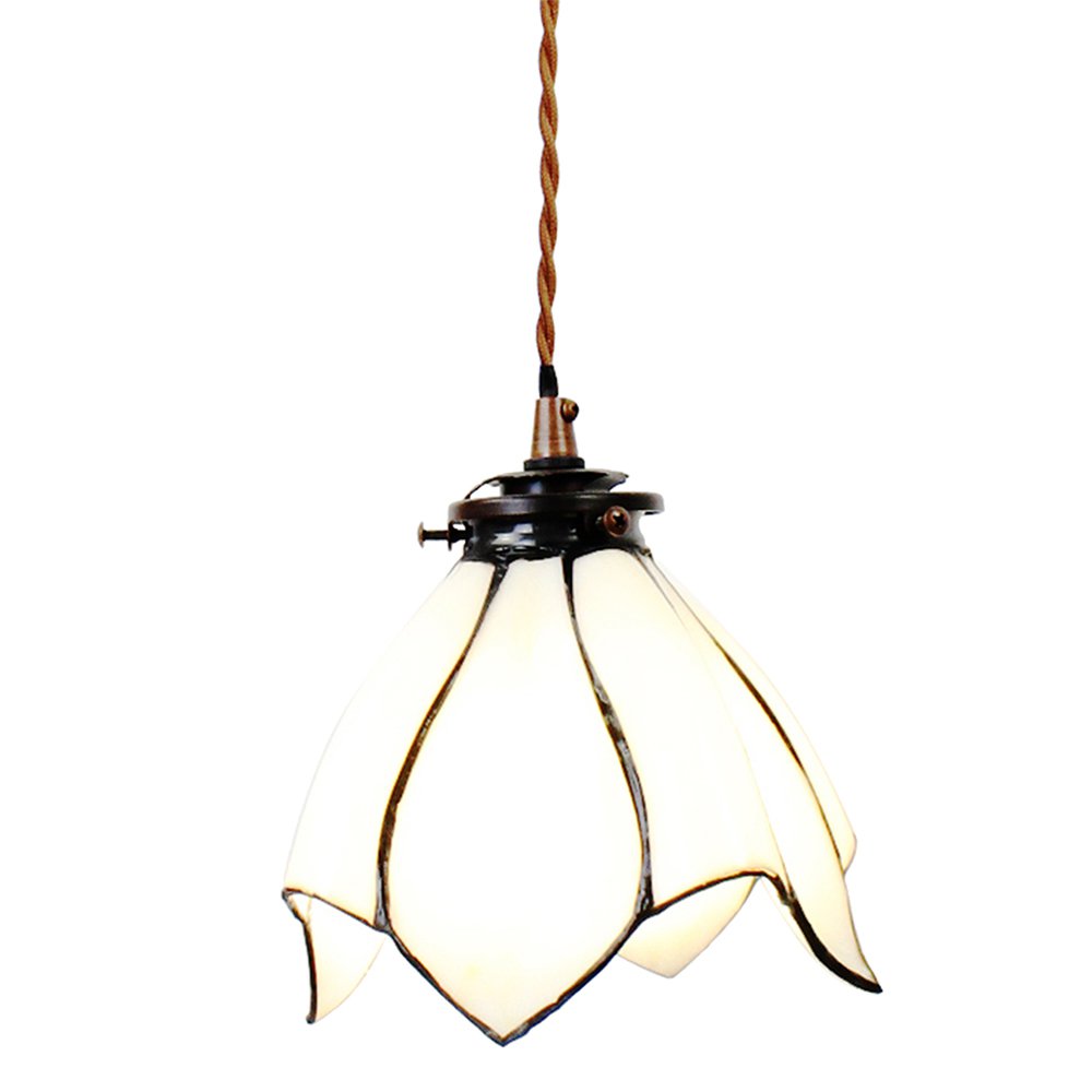Hanglamp Tiffany Ø 18x115 cm wit Bruin Glas Hanglamp Eettafel