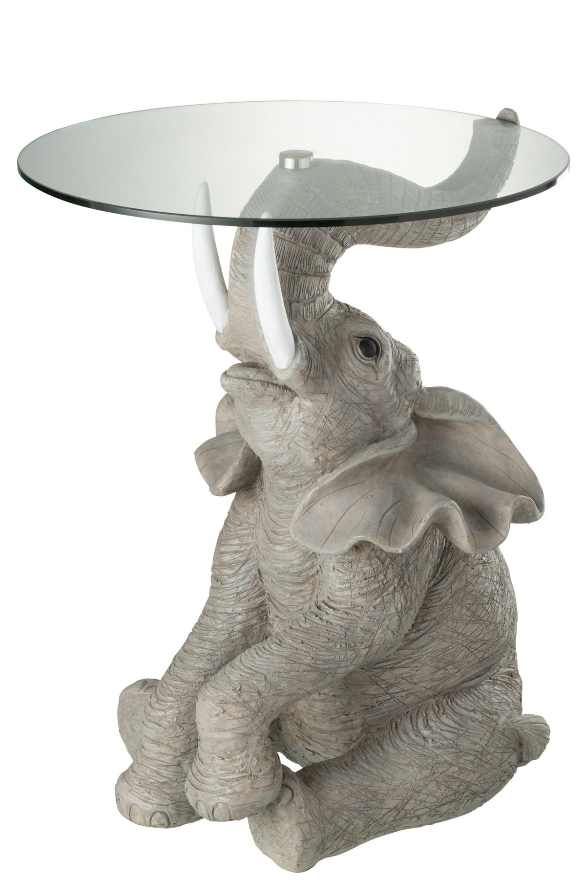 J-Line tafel Olifant - poly/glas - grijs