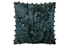 J-Line kussen Blad + Bloem vierkant - viscose - donkergroen/turquoise
