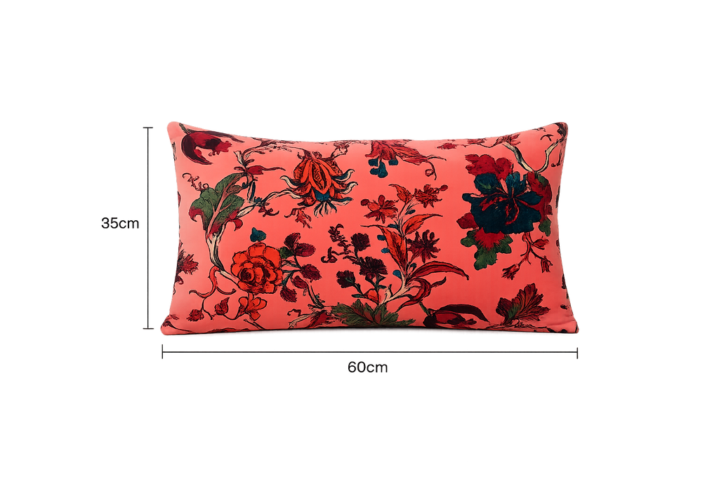 Fluweel Eden bloemen katoenen lendenkussen 35 x 60 cm
