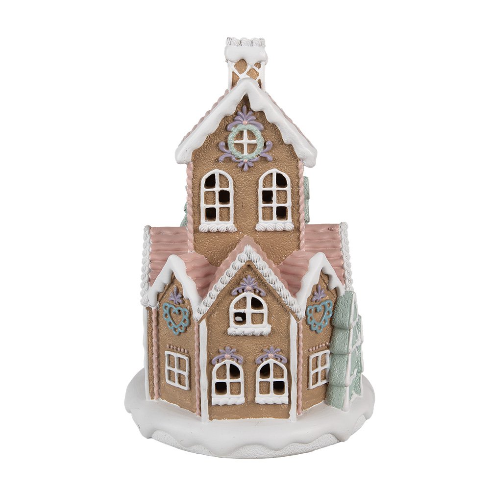 Gingerbread house met LED Ø 21x33 cm Bruin Kunststof