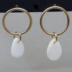 Ronde oorbel met schelp hanger