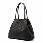 Lola – Italiaanse leren tas met python-reliëf – Chocolade