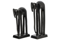 J-Line Olifanten - aluminium - zwart - set van 2