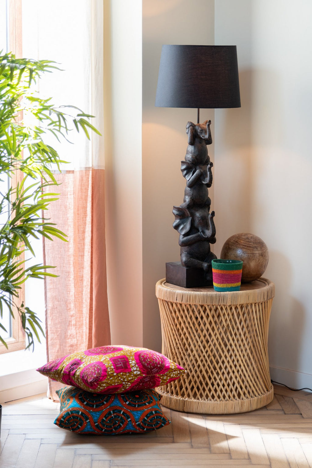J-Line bijzettafel Cylindrisch - rotan - naturel