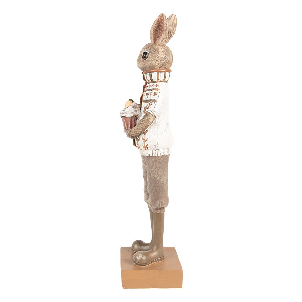 Beeld Konijn 28 cm Bruin Beige Polyresin