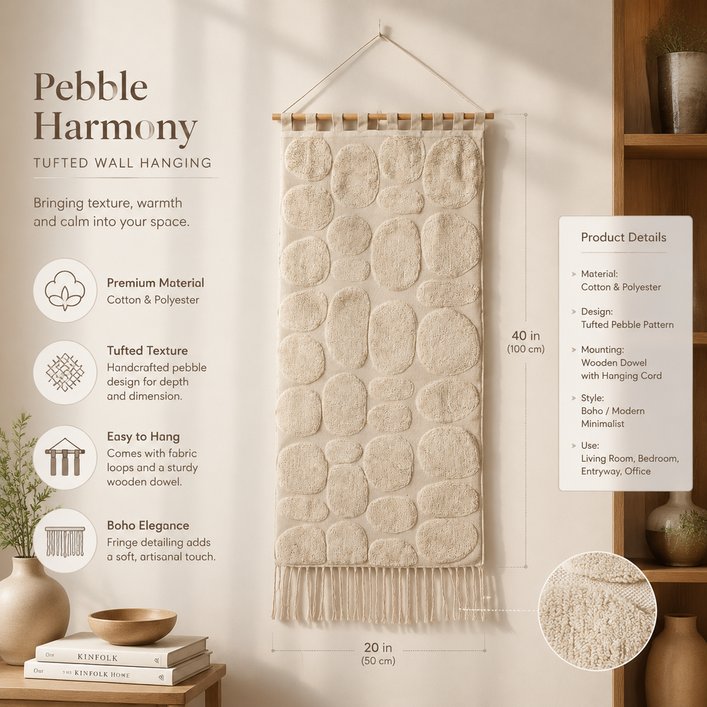 Pebble Harmony Getuft Muurhanger | Katoen Textielkunst