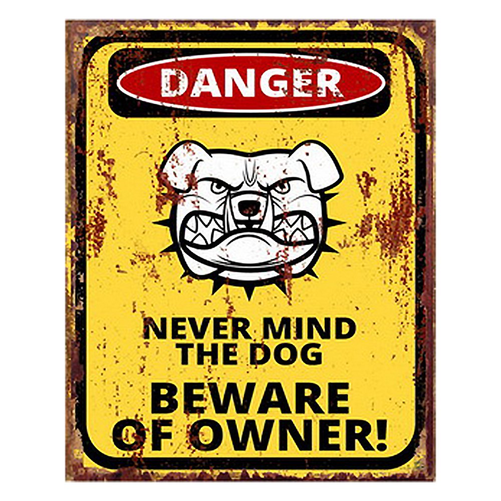 Tekstbord 20x25 cm Geel IJzer Hond Wandbord