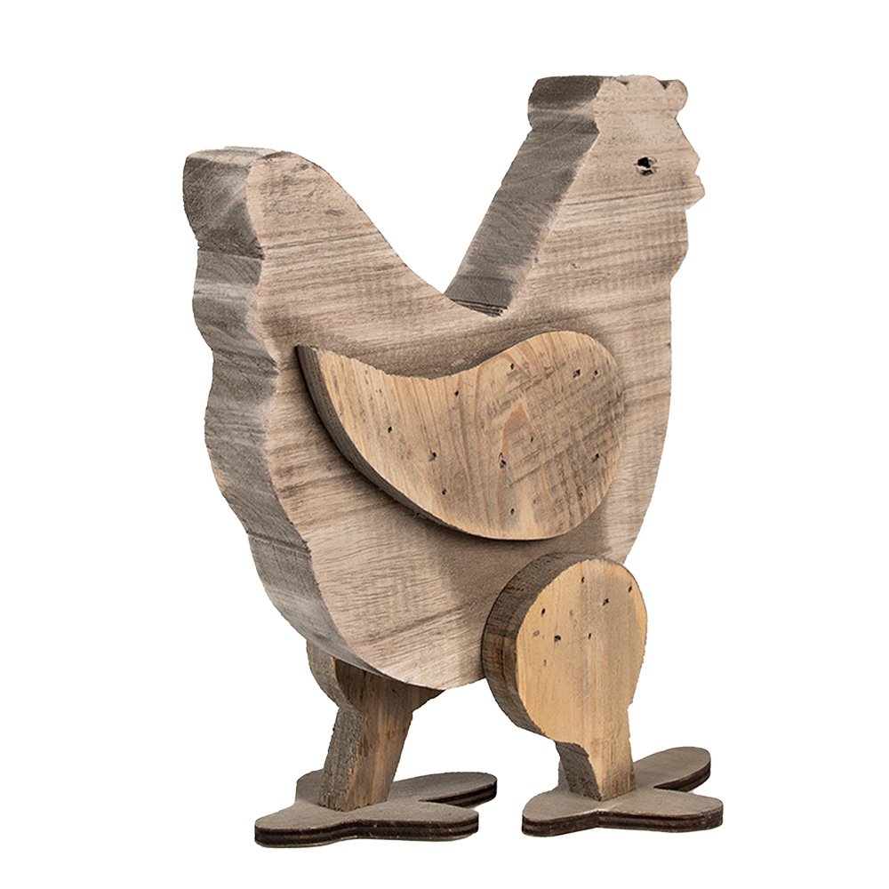 Decoratie Beeld Kip 28 cm Bruin Hout