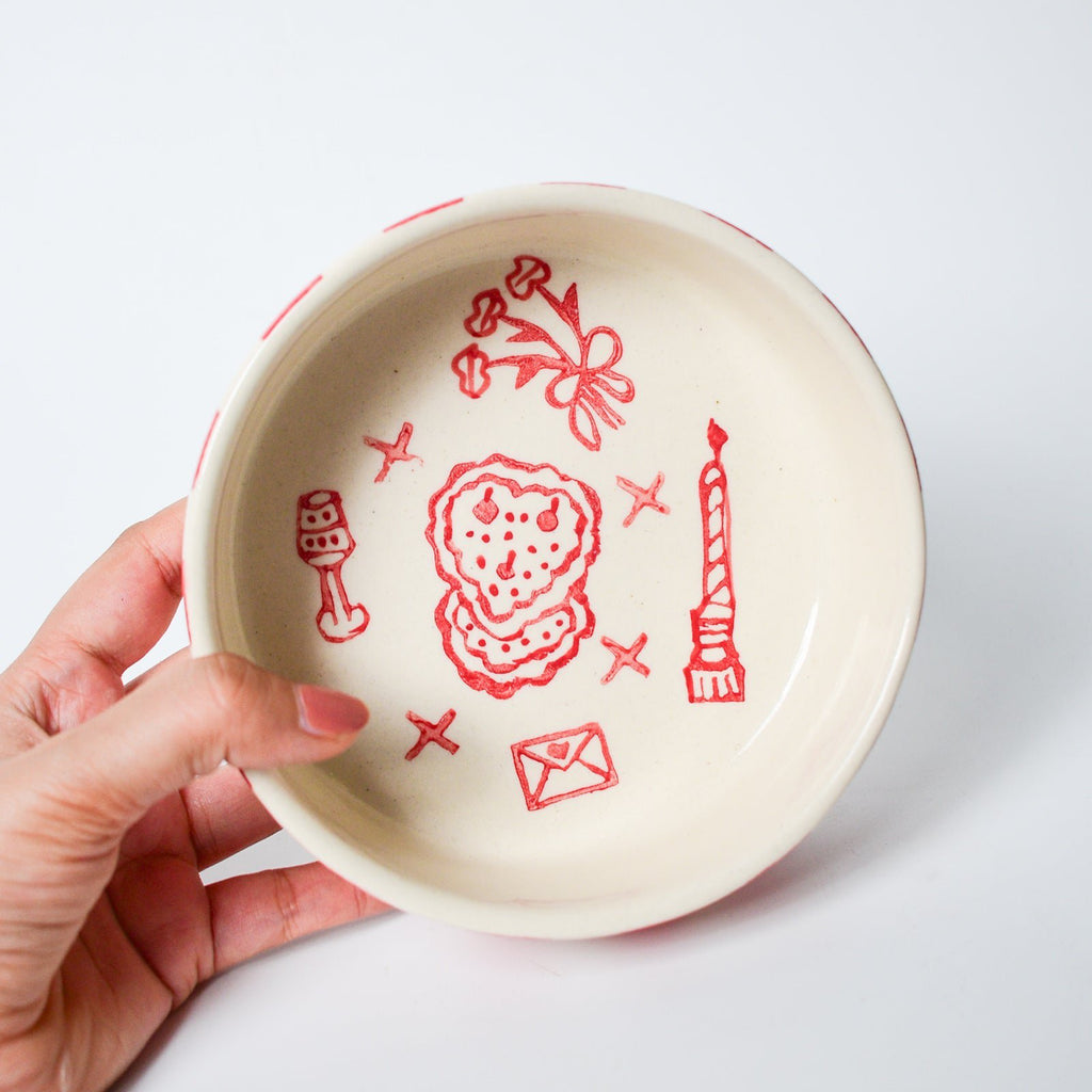 Serveerschaal | Keramische handgeschilderde verjaardagstaart | 5 inch