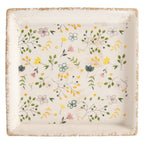 Onderbord 22x22x3 cm Beige Keramiek Bloemen