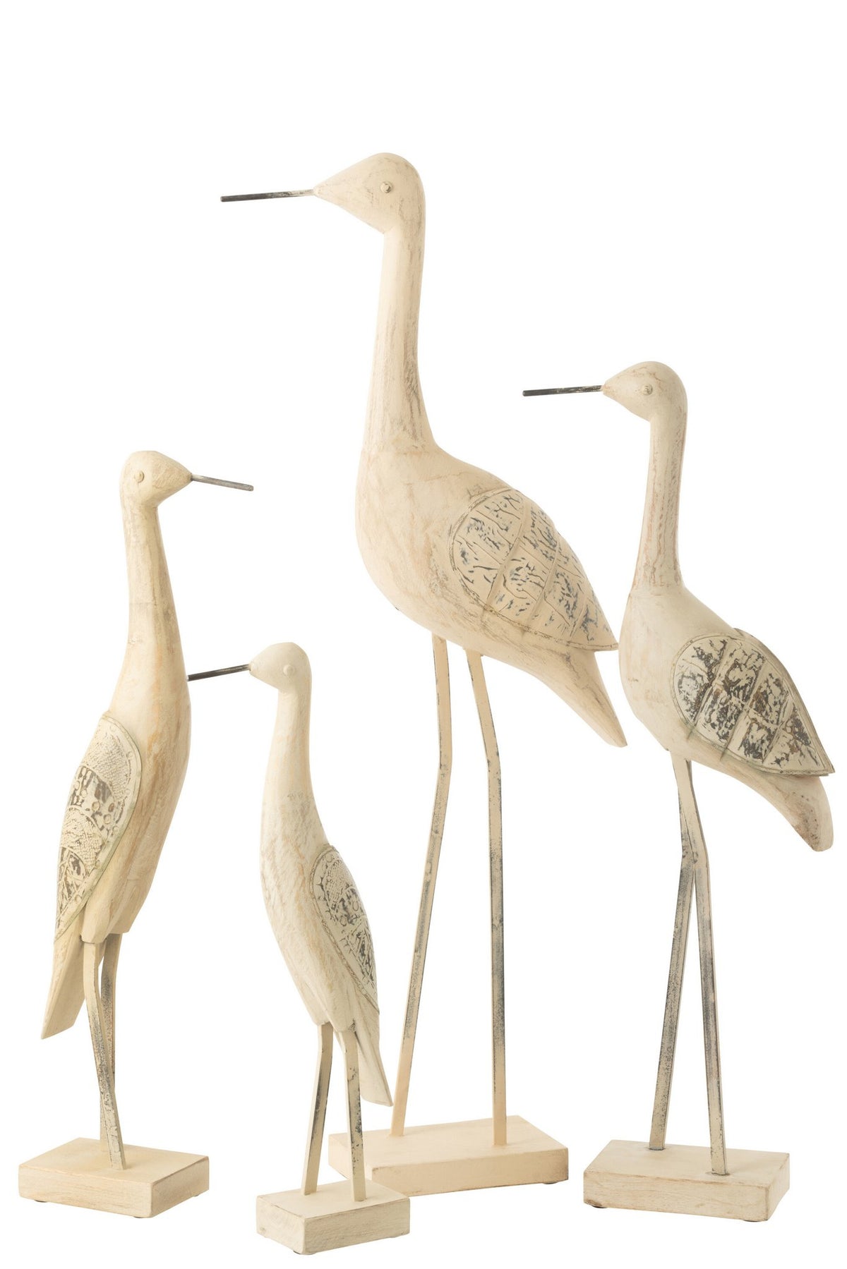 J-Line decoratie Vogel - mangohout/metaal - mix - extra large