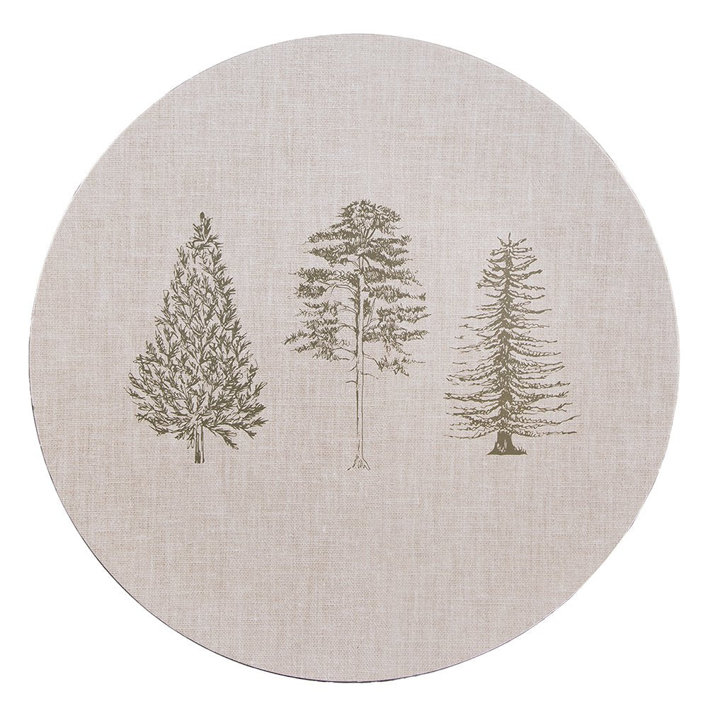 Onderbord Ø 33 cm Beige Kunststof Dennenbomen