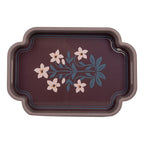 Dienblad set van 2 Grijs Hout Bloemen