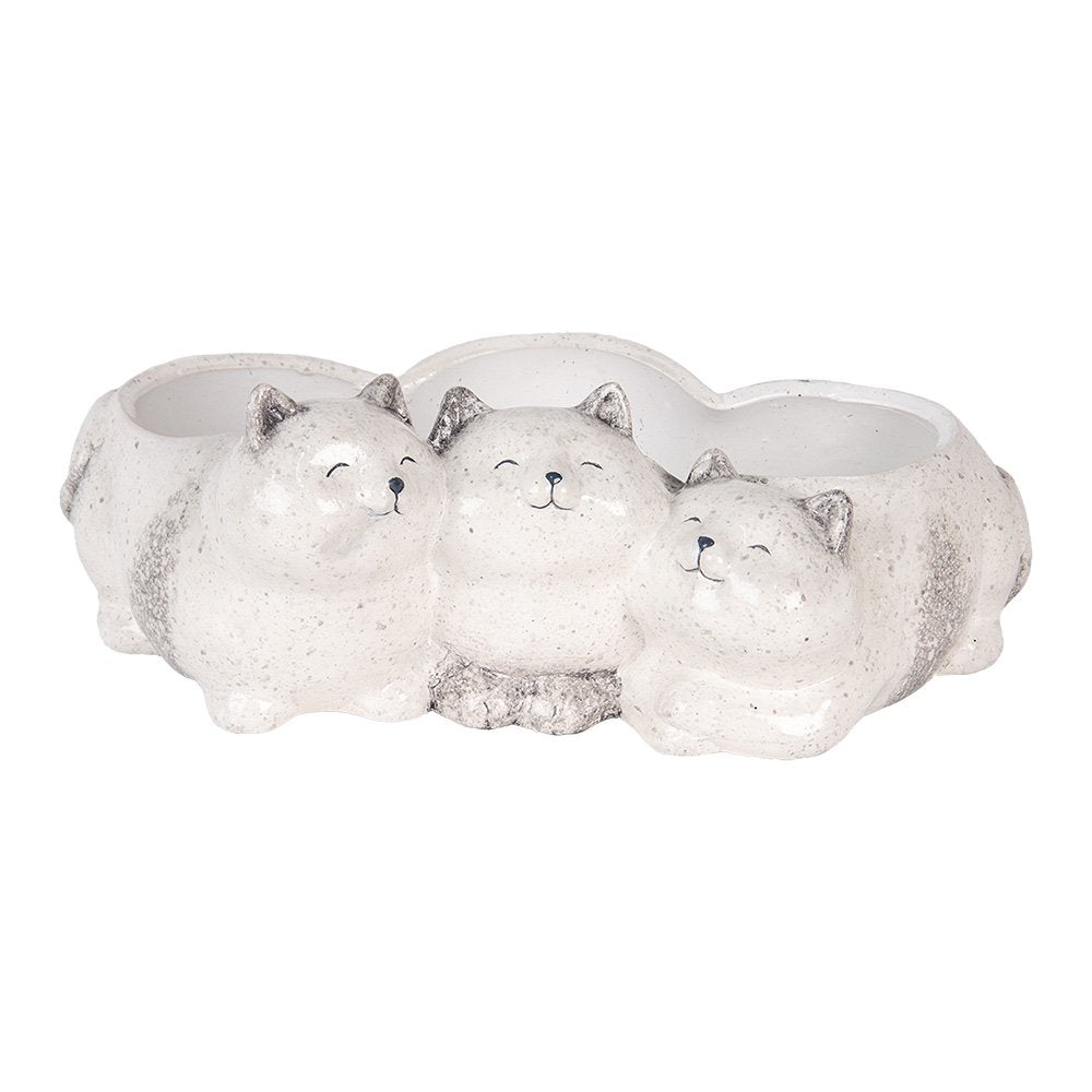 Decoratie Beeld Katten 27x16x10 cm Grijs Keramiek