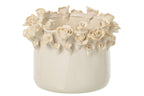 J-Line Bloempot met rozen - keramiek - ecru - large