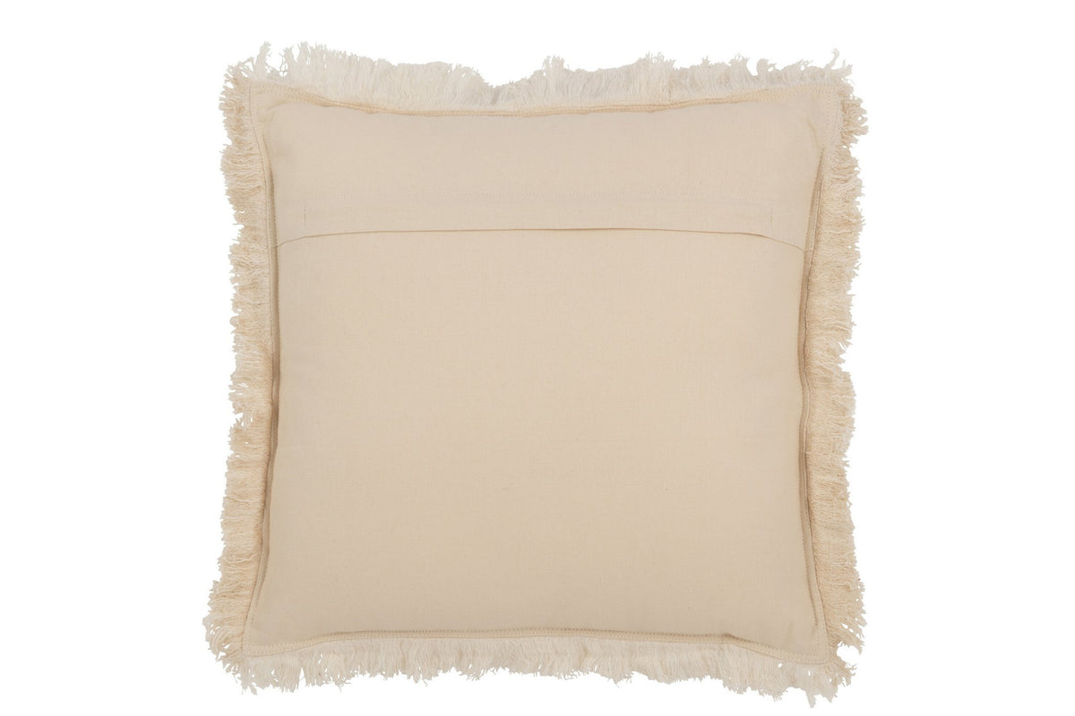 J-Line kussen Franjes Mousseline - katoen - lichtbeige