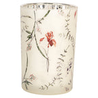 Theelichthouder Ø 12x18 cm Beige Glas Bloemen