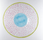 Artisano Wavy Bowl 36x8 Blauw en groen met roze stippen