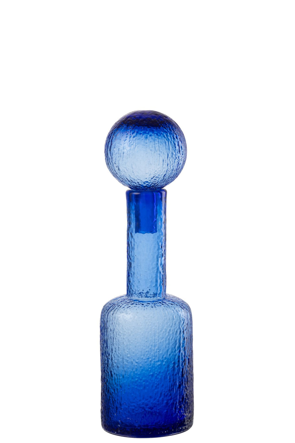 J-Line decoratie Fles Reliëf - glas - transparant/blauw - S