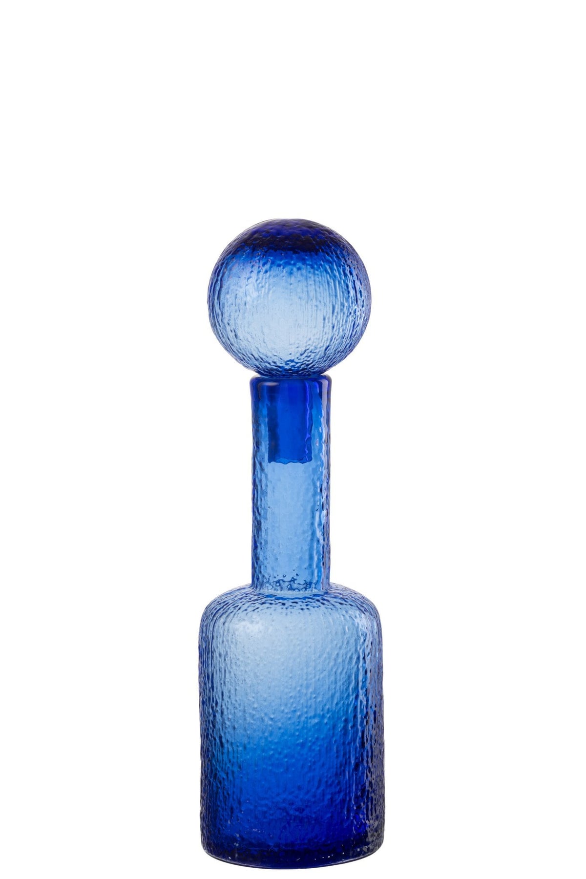 J-Line decoratie Fles Reliëf - glas - transparant/blauw - S