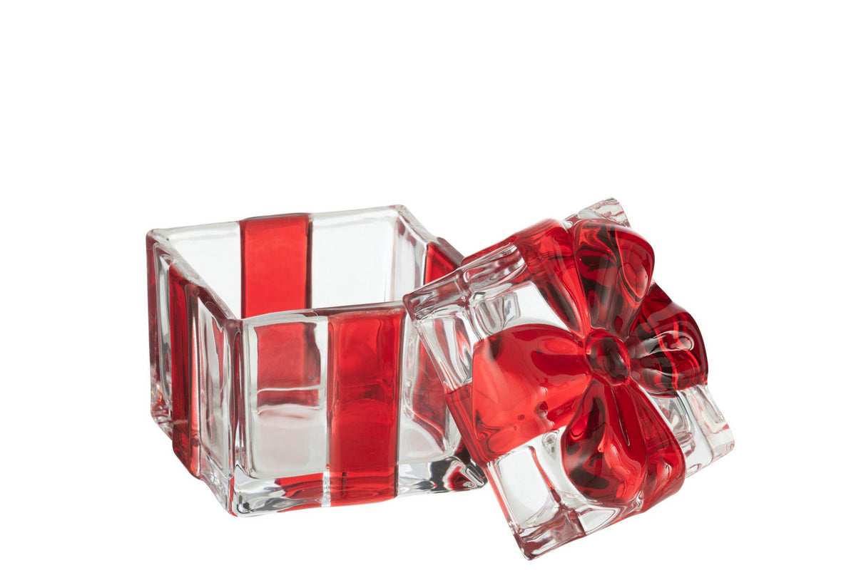 J-Line voorraadpot Geschenkendoos - glas - rood - large