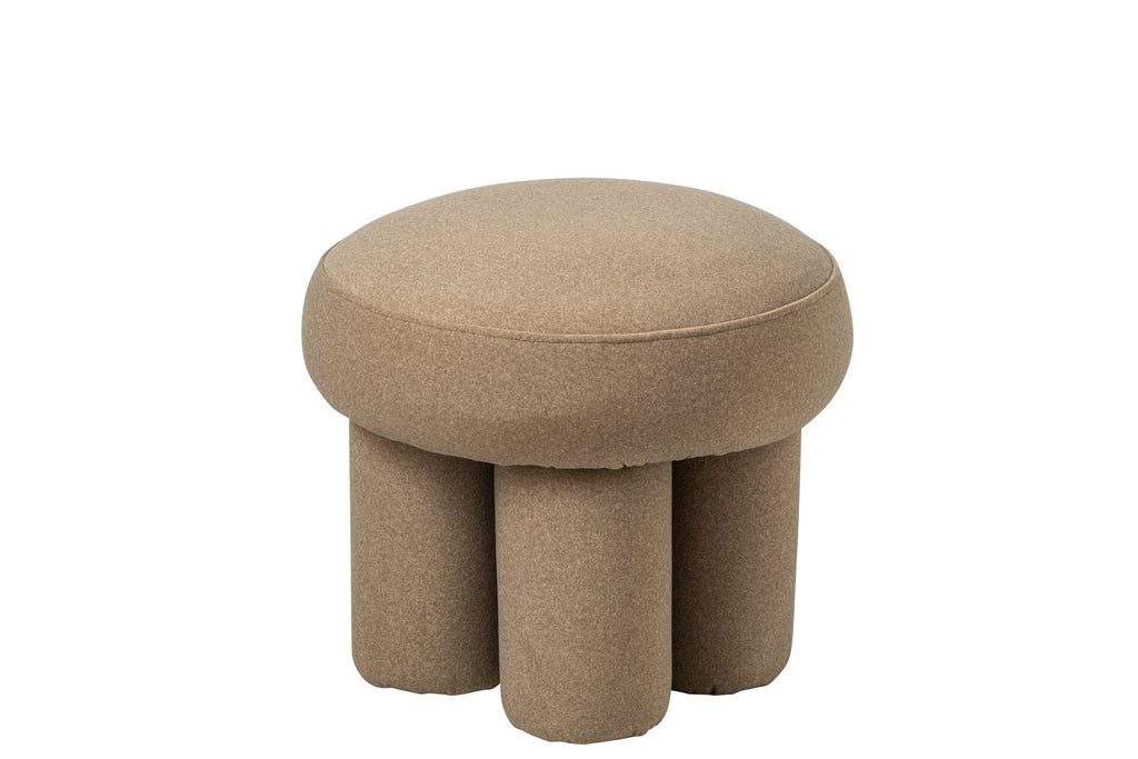 J-Line Poef met poten - multiplex/stof - beige - small