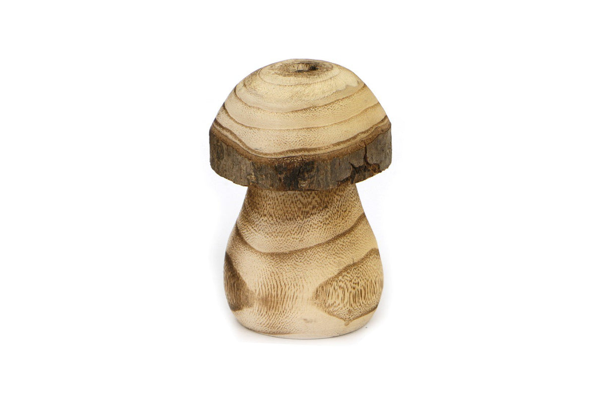 Paulownia houten paddenstoel 6x6x10cm bruin
