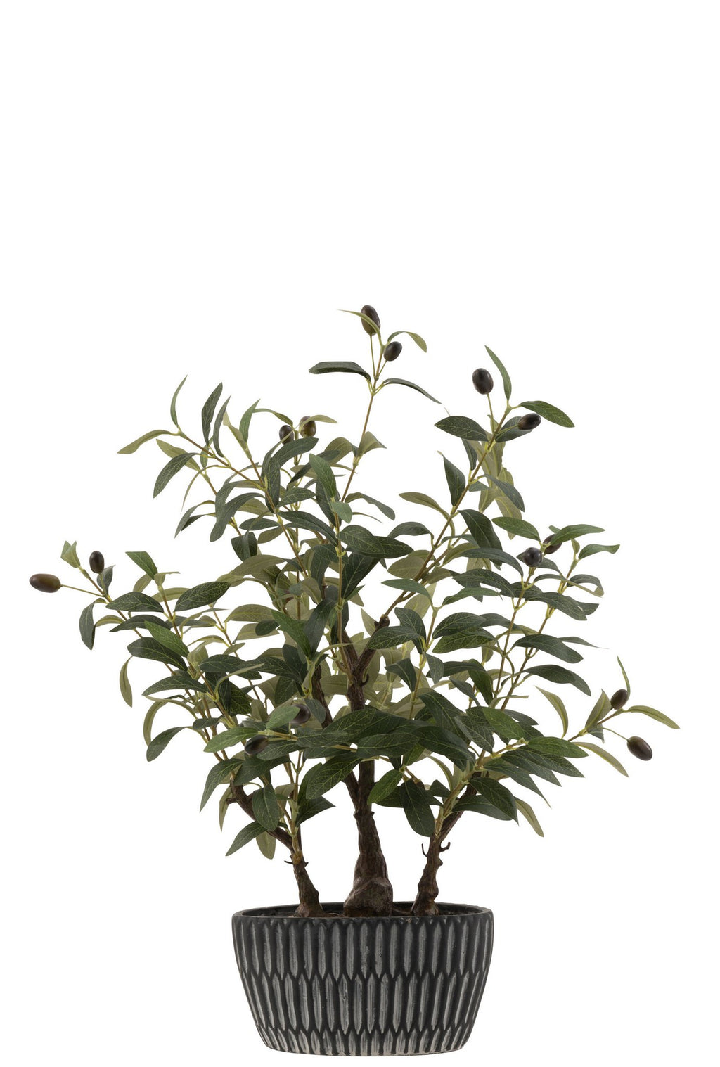 J-Line olijfboom in cement pot - kunststof - groen