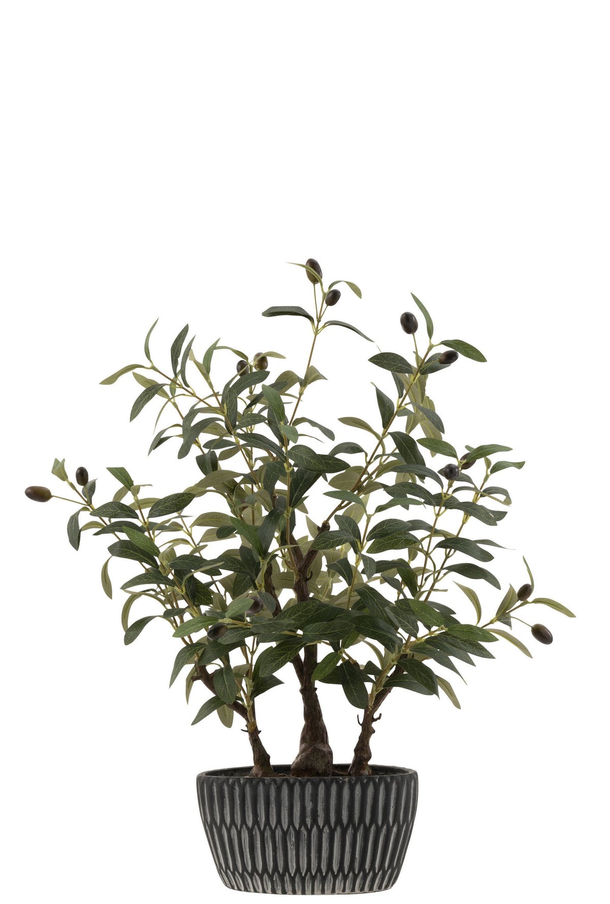 J-Line olijfboom in cement pot - kunststof - groen