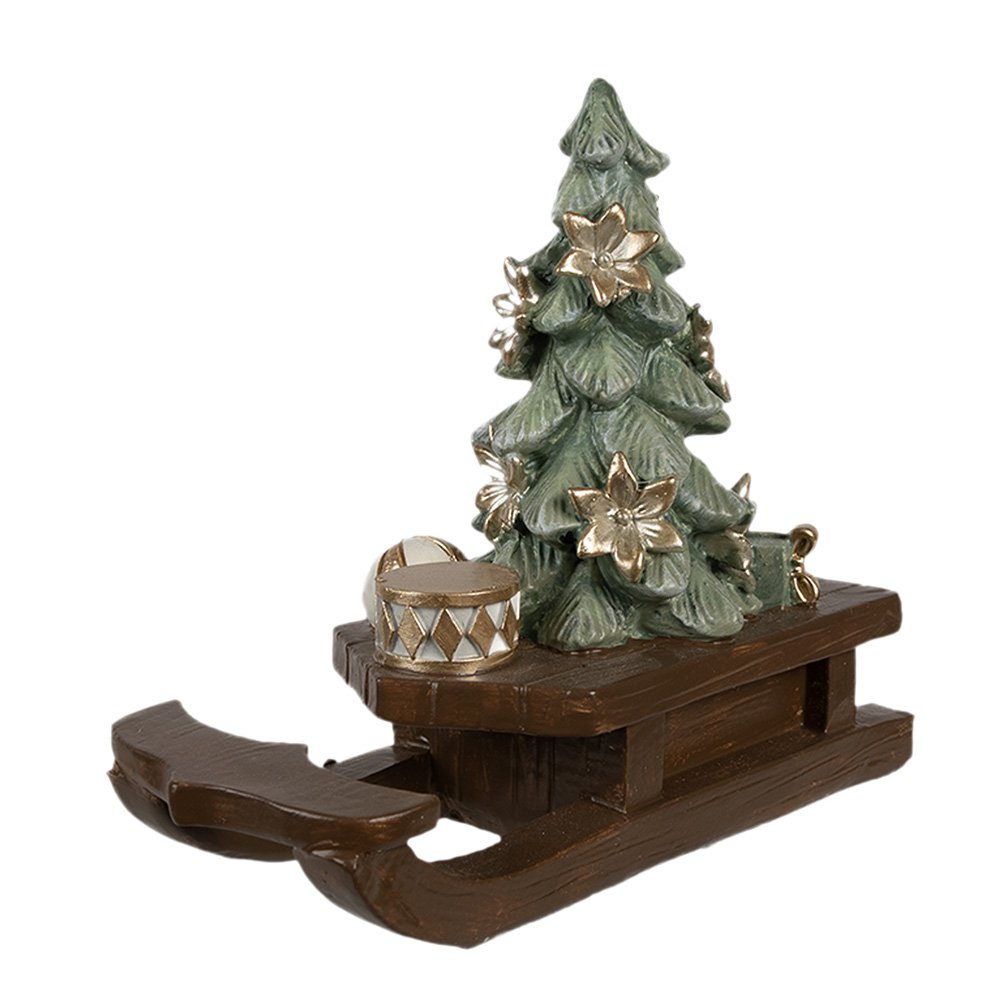 Kerstdecoratie Beeld Slee 20x8x17 cm Bruin Polyresin