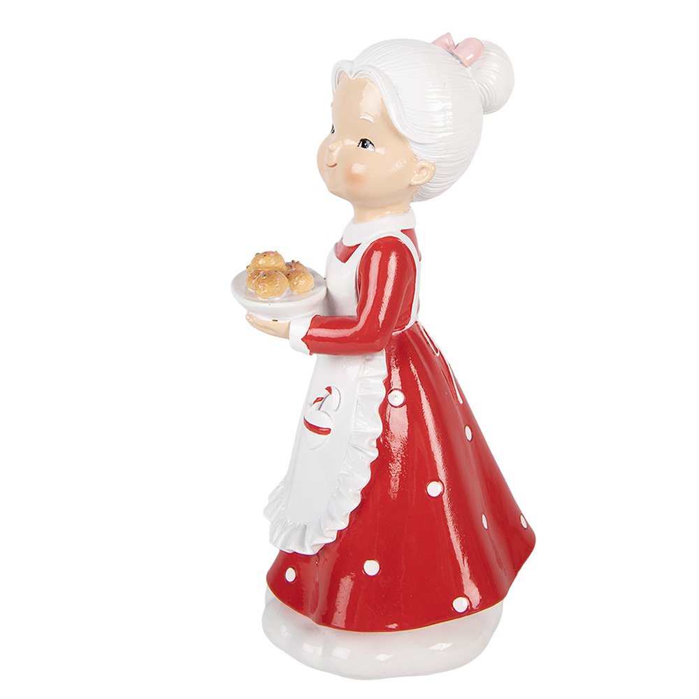 Kerstdecoratie Beeld Kerstvrouw 10x10x20 cm Rood Kunststof