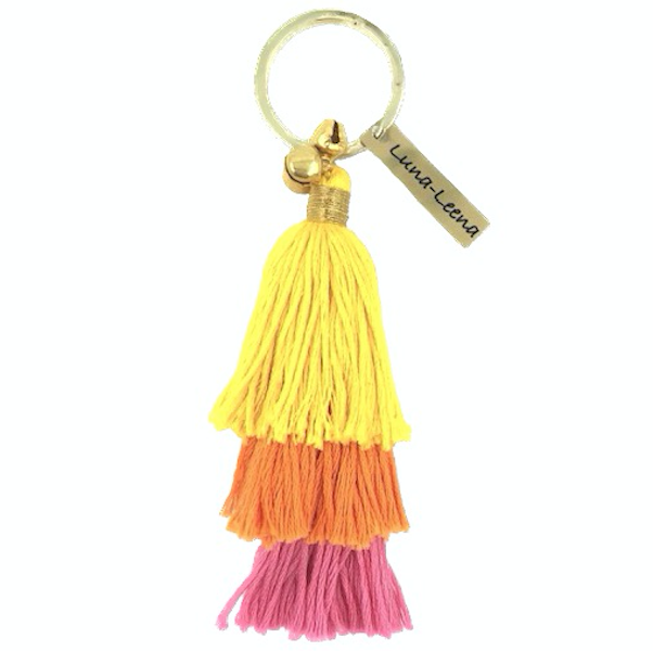 Luna -Leena Keychain Tassels Yellow - Bag Charm - Organic Cotton - Handmade in Nepal - Bag Hanger
