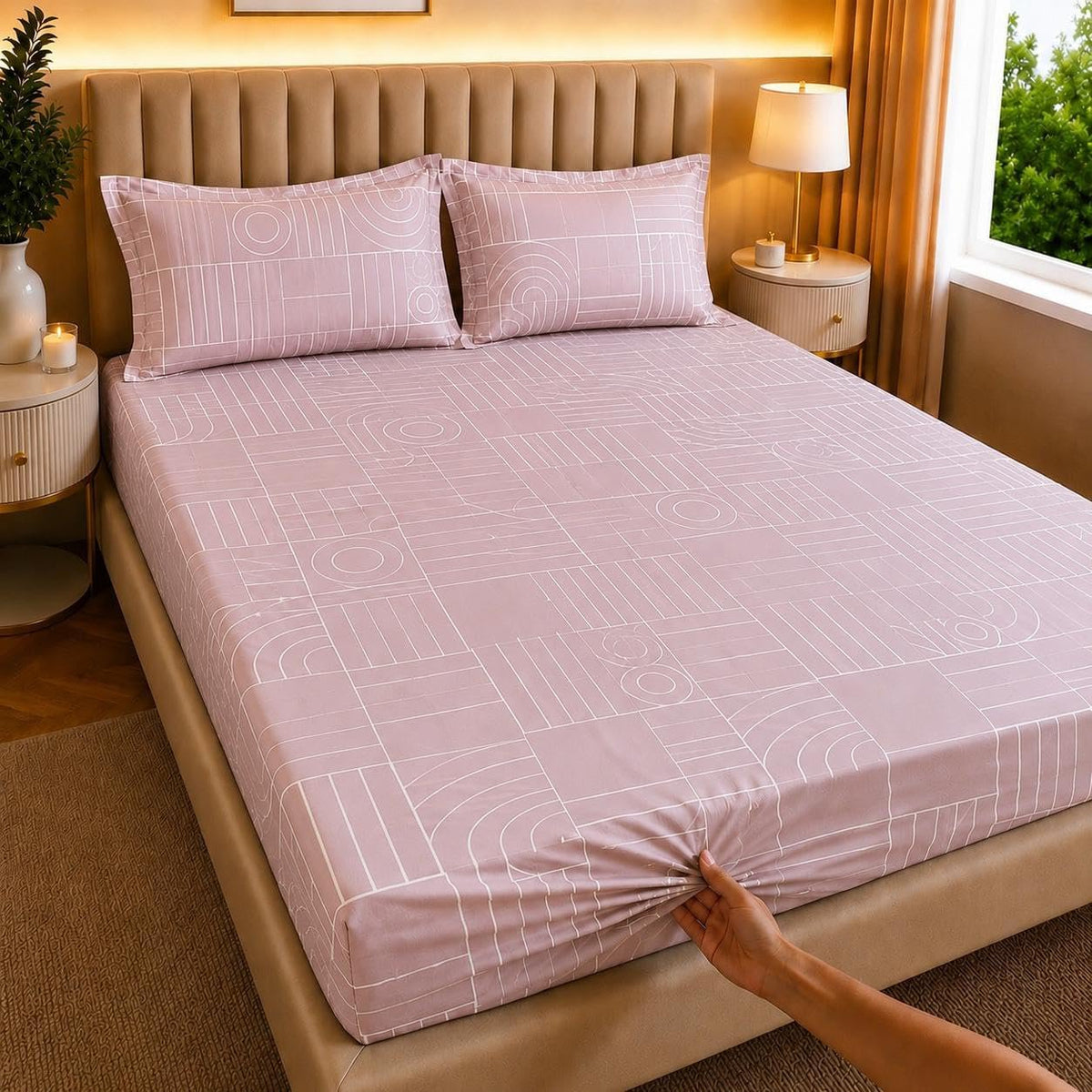 Laken | Polykatoen 310TC elastisch getailleerd | Super King, 198x182cm, 3-delige set