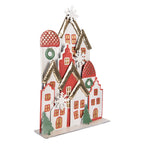 Kerstdecoratie Beeld Huis 30x8x46 cm Wit Rood Metaal