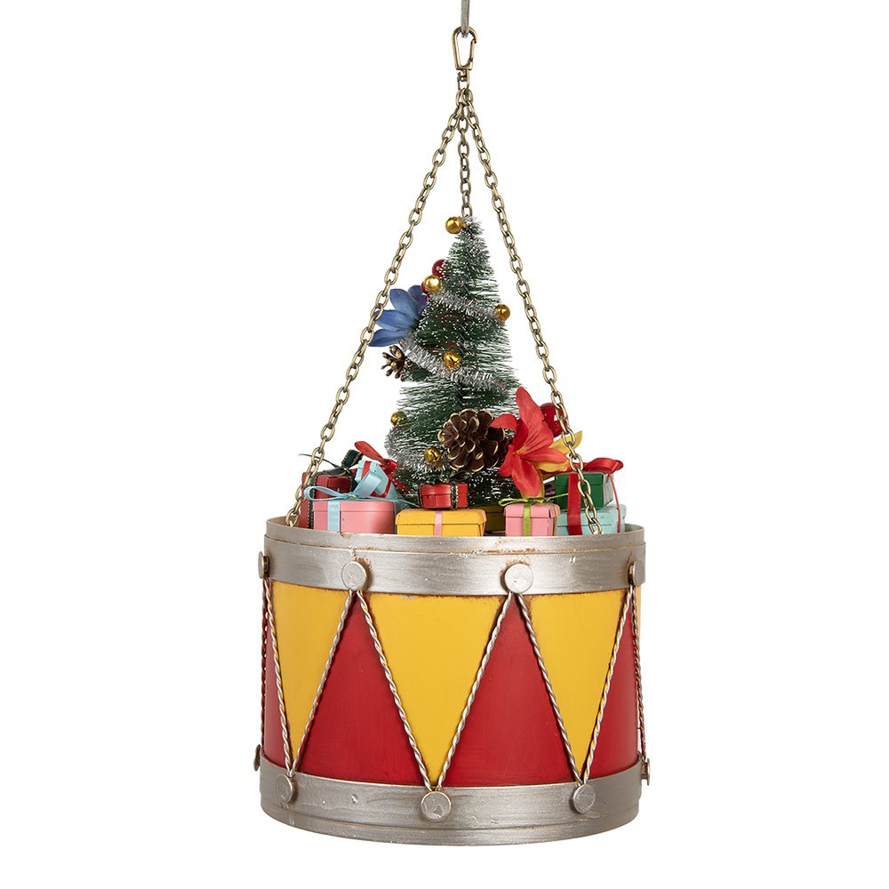 Decoratie Beeld Trommel Ø 21x34/43 cm Geel Rood Metaal